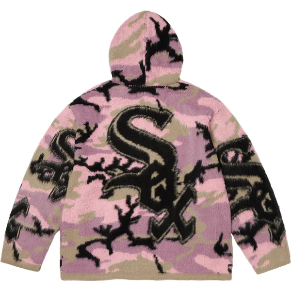 Supreme Chicago White Sox Zip Up Hooded Sweater - Pink Camo (front)