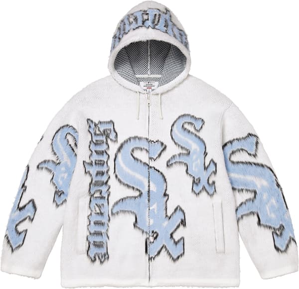 Supreme Chicago White Sox Zip Up Hooded Sweater - White (front)