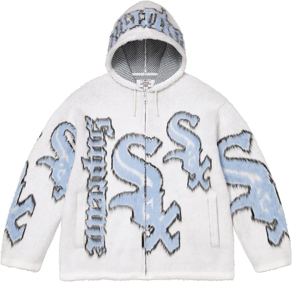 Supreme Chicago White Sox Zip Up Hooded Sweater - White (front)