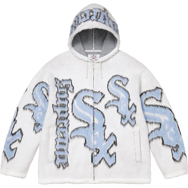 Supreme Chicago White Sox Zip Up Hooded Sweater - White (front)