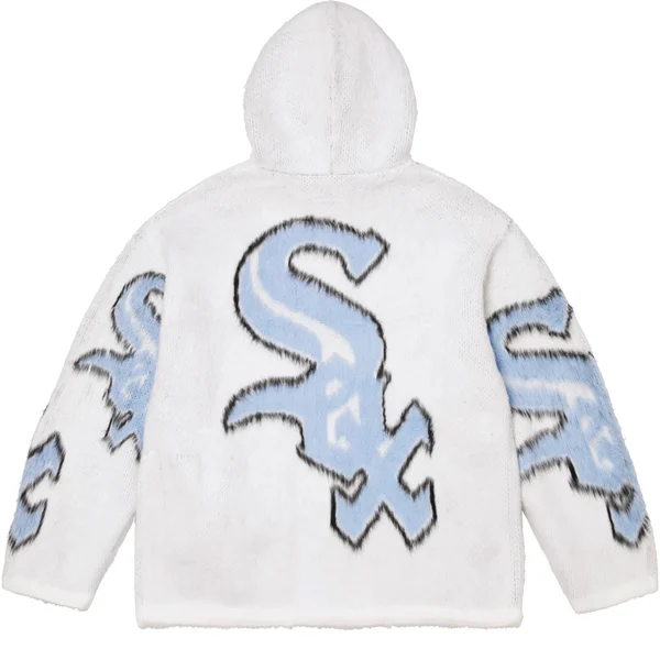 Supreme Chicago White Sox Zip Up Hooded Sweater - White (front)