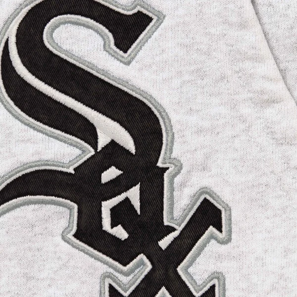 Supreme Chicago White Sox Zip Up Hooded Sweatshirt - Ash Grey (front)