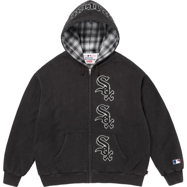 Supreme Chicago White Sox Zip Up Hooded Sweatshirt - Black (front)