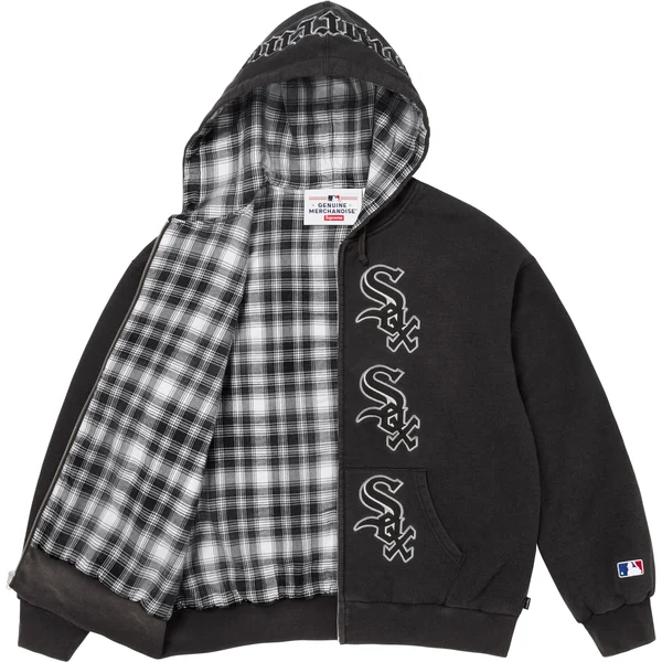 Supreme Chicago White Sox Zip Up Hooded Sweatshirt - Black (front)