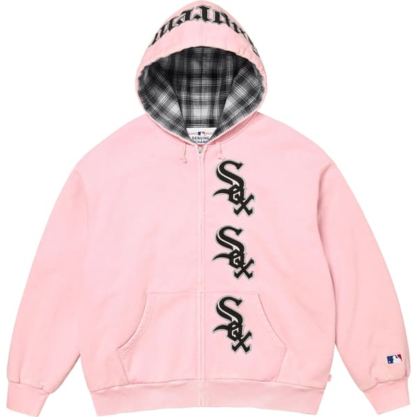 Supreme Chicago White Sox Zip Up Hooded Sweatshirt - Light Pink (front)