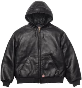 Supreme Dickies Hooded Leather Work Jacket Black