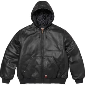 Supreme Dickies Hooded Leather Work Jacket Black