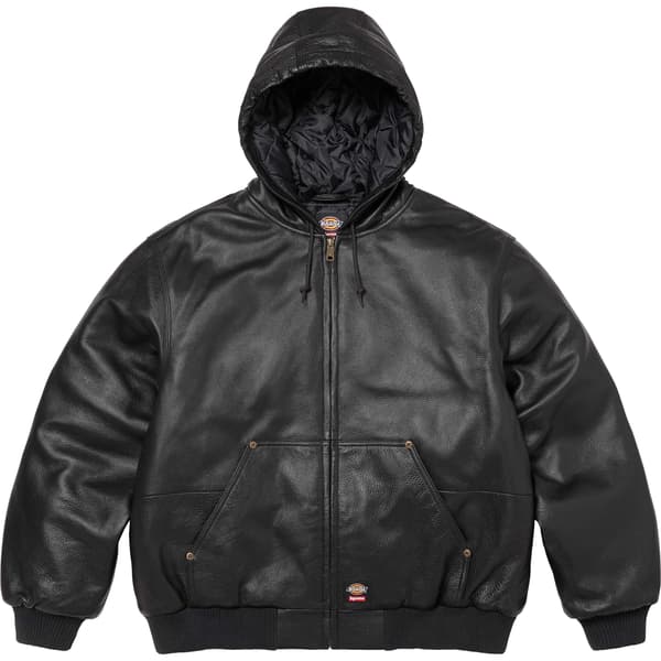 Supreme Dickies Hooded Leather Work Jacket - Black (front)