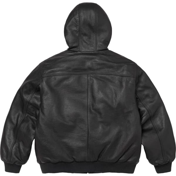 Supreme Dickies Hooded Leather Work Jacket - Black (front)