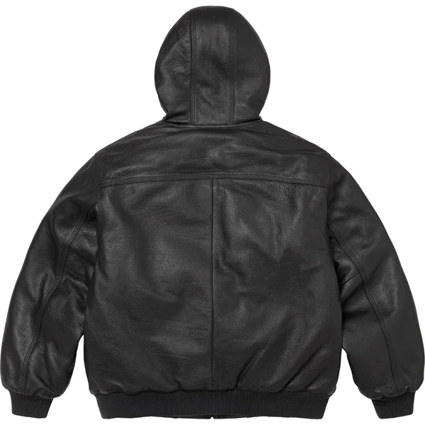 Supreme Dickies Hooded Leather Work Jacket - Black (front)
