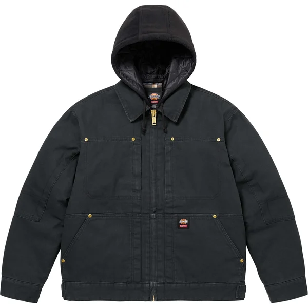 Supreme Dickies Hooded Work Jacket - Black (front)