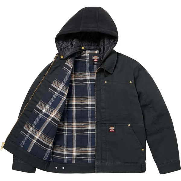 Supreme Dickies Hooded Work Jacket - Black (front)