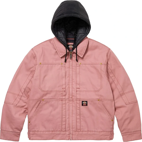 Supreme Dickies Hooded Work Jacket - Pink (front)