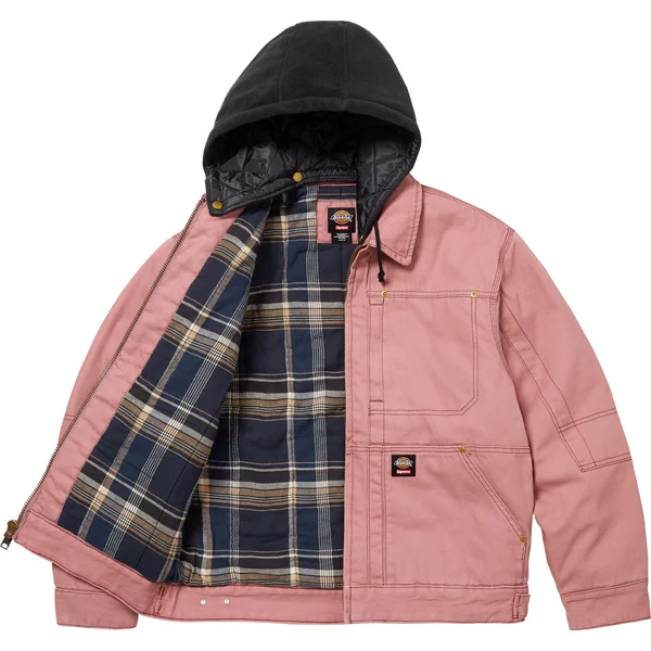 Supreme Dickies Hooded Work Jacket - Pink (front)