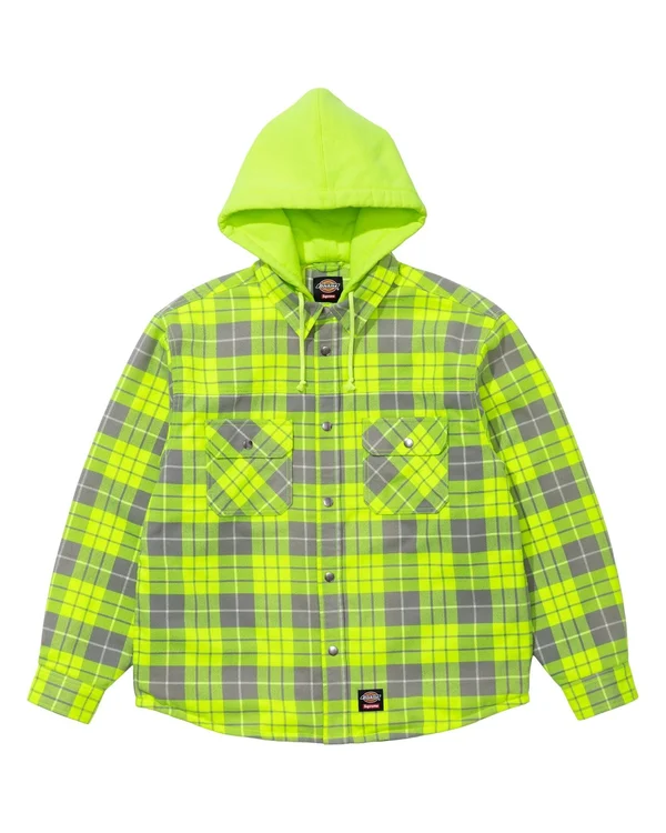 Supreme Dickies Lined Zip Up Hooded Flannel Shirt - Product Image