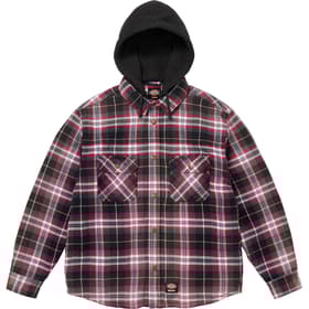Supreme Dickies Lined Zip Up Hooded Flannel Shirt Black