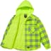 Supreme Dickies Lined Zip Up Hooded Flannel Shirt - Fluorescent Green (front)