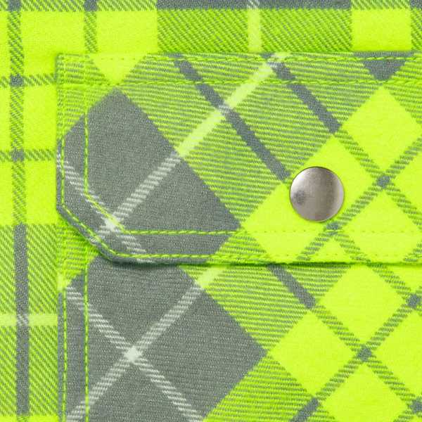 Supreme Dickies Lined Zip Up Hooded Flannel Shirt - Fluorescent Green (front)