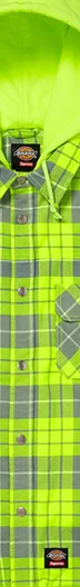 Supreme Dickies Lined Zip Up Hooded Flannel Shirt - Fluorescent Green (front)