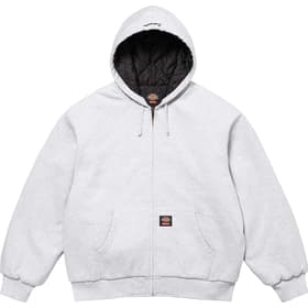 Supreme Dickies Quilted Lined Zip Up Hooded Sweatshirt Ash Grey