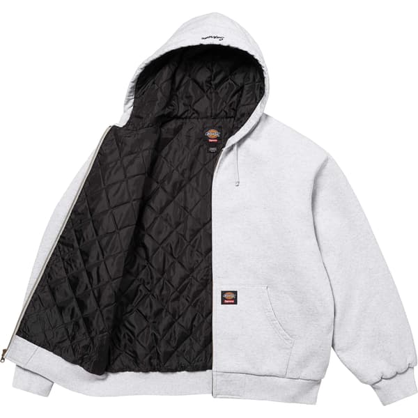 Supreme Dickies Quilted Lined Zip Up Hooded Sweatshirt - Ash Grey (front)