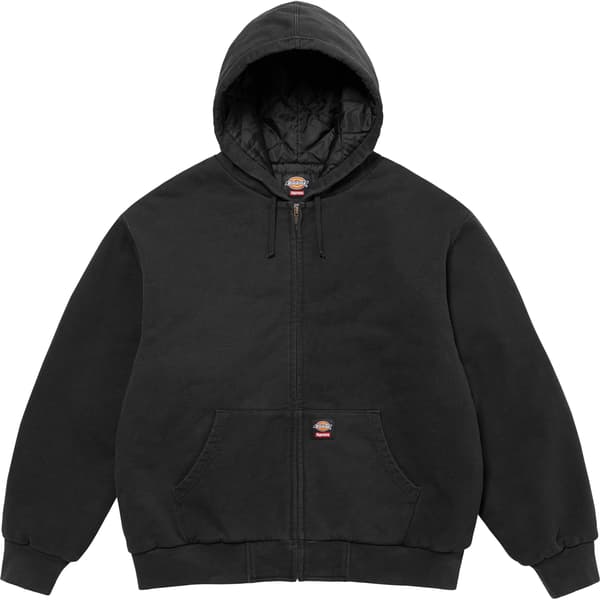 Supreme Dickies Quilted Lined Zip Up Hooded Sweatshirt - Black (front)