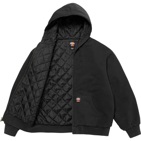 Supreme Dickies Quilted Lined Zip Up Hooded Sweatshirt - Black (front)