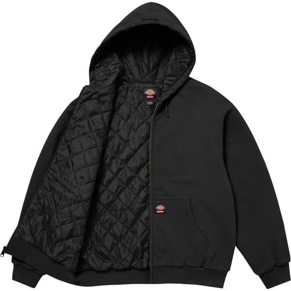 Supreme Dickies Quilted Lined Zip Up Hooded Sweatshirt - Black (front)