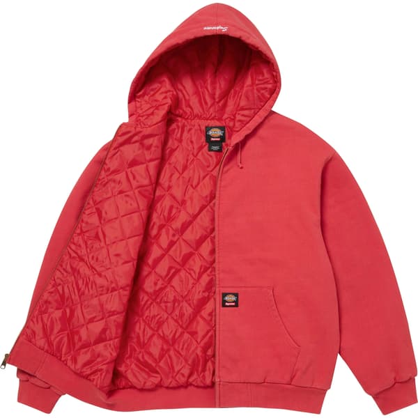 Supreme Dickies Quilted Lined Zip Up Hooded Sweatshirt - Burnt Red (front)