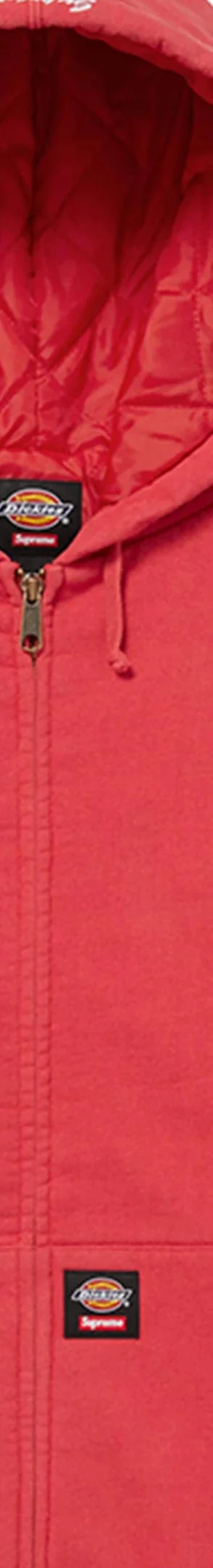 Supreme Dickies Quilted Lined Zip Up Hooded Sweatshirt - Burnt Red (front)
