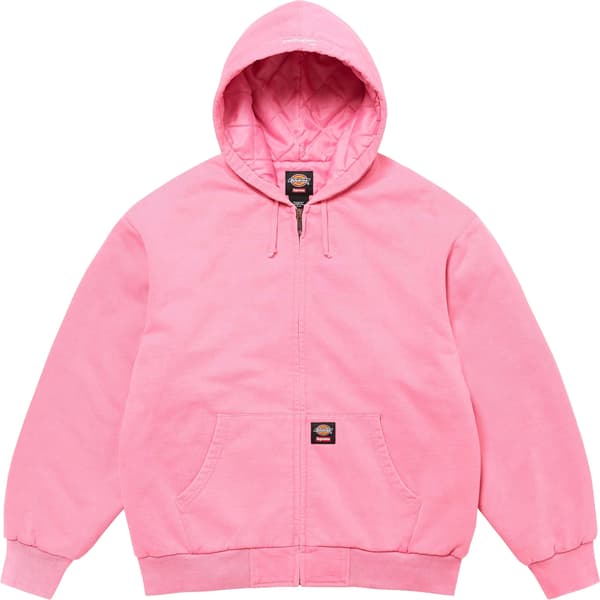 Supreme Dickies Quilted Lined Zip Up Hooded Sweatshirt - Dusty Pink (front)