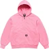 Supreme Dickies Quilted Lined Zip Up Hooded Sweatshirt - Dusty Pink (front)