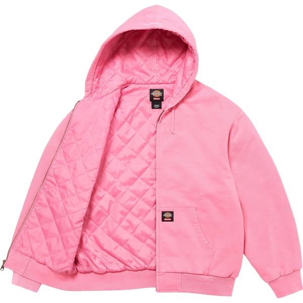 Supreme Dickies Quilted Lined Zip Up Hooded Sweatshirt - Dusty Pink (front)