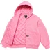 Supreme Dickies Quilted Lined Zip Up Hooded Sweatshirt - Dusty Pink (front)
