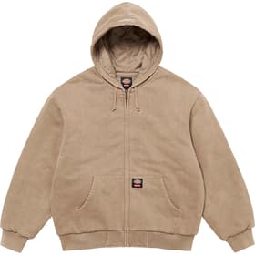 Supreme Dickies Quilted Lined Zip Up Hooded Sweatshirt Light Tan