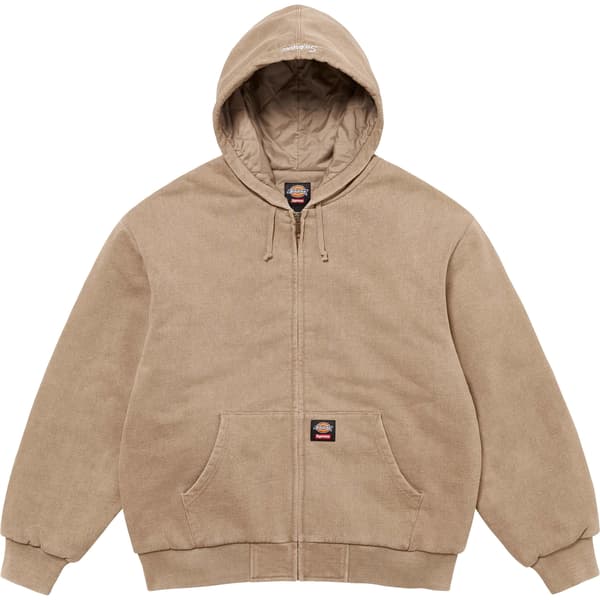 Supreme Dickies Quilted Lined Zip Up Hooded Sweatshirt - Light Tan (front)