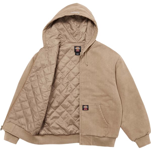 Supreme Dickies Quilted Lined Zip Up Hooded Sweatshirt - Light Tan (front)