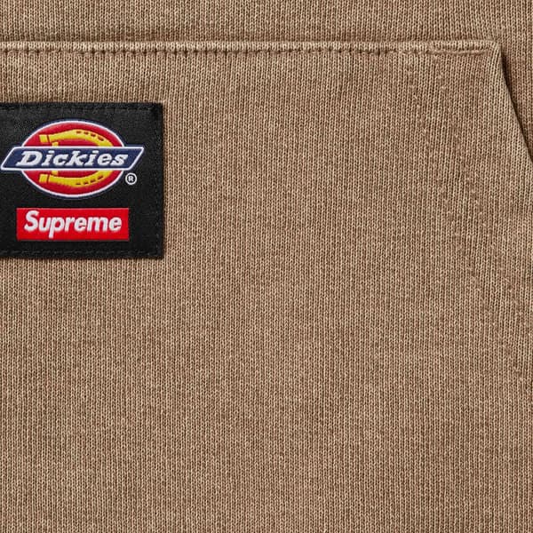 Supreme Dickies Quilted Lined Zip Up Hooded Sweatshirt - Light Tan (front)
