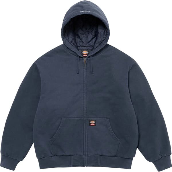 Supreme Dickies Quilted Lined Zip Up Hooded Sweatshirt - Navy (front)