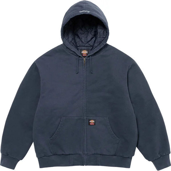 Supreme Dickies Quilted Lined Zip Up Hooded Sweatshirt - Navy (front)