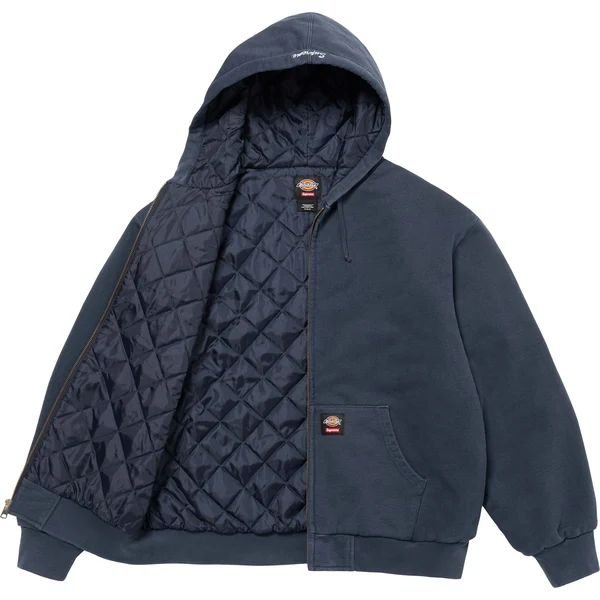 Supreme Dickies Quilted Lined Zip Up Hooded Sweatshirt - Navy (front)