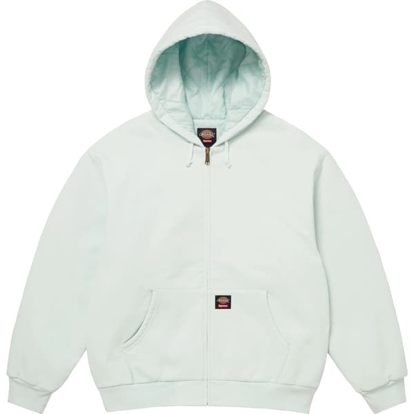 Supreme Dickies Quilted Lined Zip Up Hooded Sweatshirt - Pale Blue (front)
