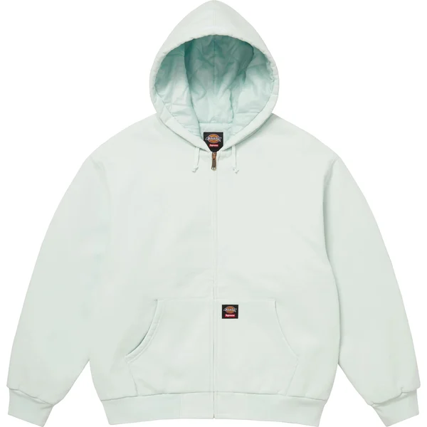 Supreme Dickies Quilted Lined Zip Up Hooded Sweatshirt - Pale Blue (front)