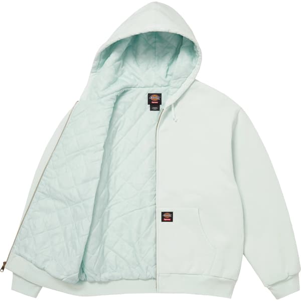 Supreme Dickies Quilted Lined Zip Up Hooded Sweatshirt - Pale Blue (front)