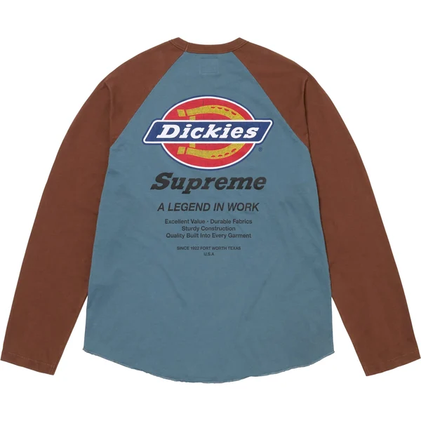 Supreme Dickies Raglan L/S Top - Dark Slate (front)