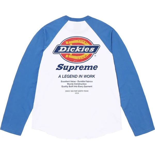 Supreme Dickies Raglan L/S Top - White (front)