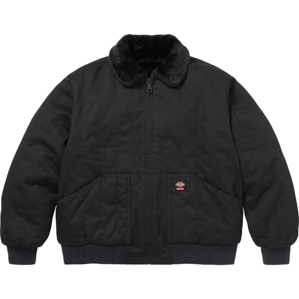 Supreme Dickies Reversible Quilted Faux Fur Work Jacket - Black (front)