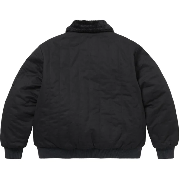 Supreme Dickies Reversible Quilted Faux Fur Work Jacket - Black (front)