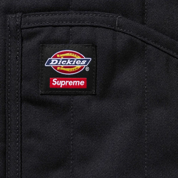 Supreme Dickies Reversible Quilted Faux Fur Work Jacket - Black (front)