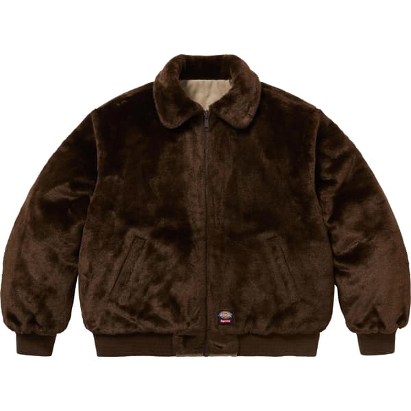 Supreme Dickies Reversible Quilted Faux Fur Work Jacket - Tan (front)